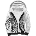 New Zealand Hammerhead Shark Sherpa Hoodie Maori Haehae Mangopare White - Aussie Hoodie