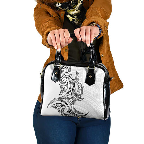 New Zealand Hammerhead Shark Shoulder Handbag Maori Haehae Mangopare White - Aussie Hoodie