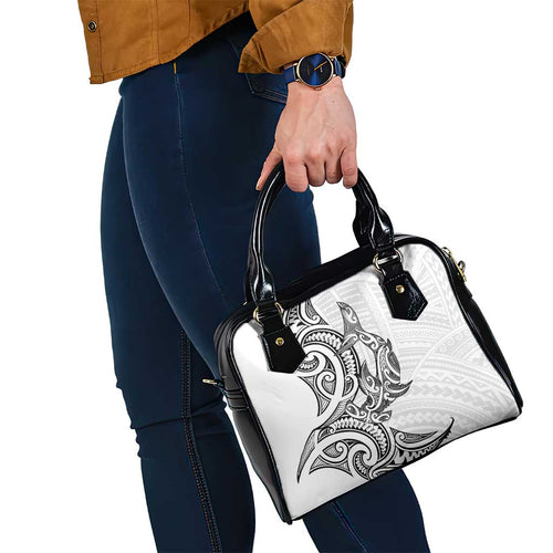 New Zealand Hammerhead Shark Shoulder Handbag Maori Haehae Mangopare White - Aussie Hoodie