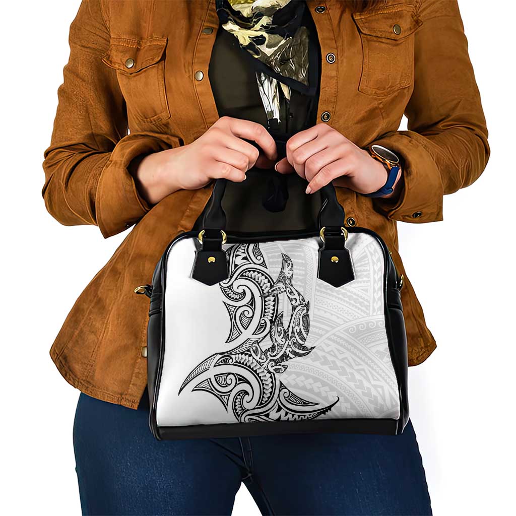 New Zealand Hammerhead Shark Shoulder Handbag Maori Haehae Mangopare White - Aussie Hoodie