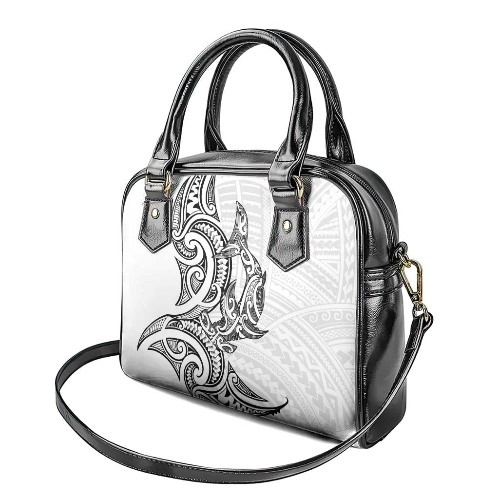 New Zealand Hammerhead Shark Shoulder Handbag Maori Haehae Mangopare White - Aussie Hoodie