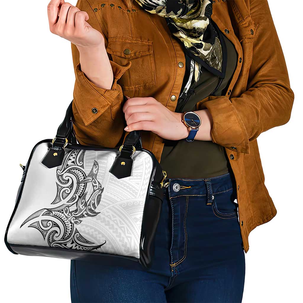 New Zealand Hammerhead Shark Shoulder Handbag Maori Haehae Mangopare White - Aussie Hoodie