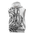 New Zealand Hammerhead Shark Sleeveless Hoodie Maori Haehae Mangopare White - Aussie Hoodie