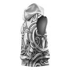 New Zealand Hammerhead Shark Sleeveless Hoodie Maori Haehae Mangopare White - Aussie Hoodie