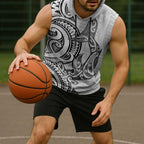 New Zealand Hammerhead Shark Sleeveless Hoodie Maori Haehae Mangopare White - Aussie Hoodie
