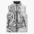 New Zealand Hammerhead Shark Sleeveless Puffer Jacket Maori Haehae Mangopare White - Aussie Hoodie