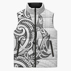 New Zealand Hammerhead Shark Sleeveless Puffer Jacket Maori Haehae Mangopare White - Aussie Hoodie