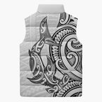 New Zealand Hammerhead Shark Sleeveless Puffer Jacket Maori Haehae Mangopare White - Aussie Hoodie