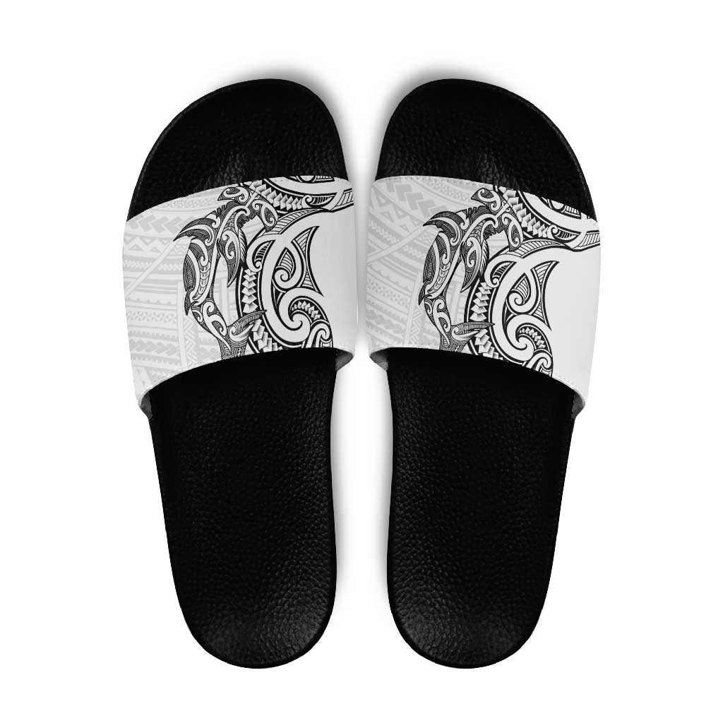 New Zealand Hammerhead Shark Slide Sandals Maori Haehae Mangopare White - Aussie Hoodie