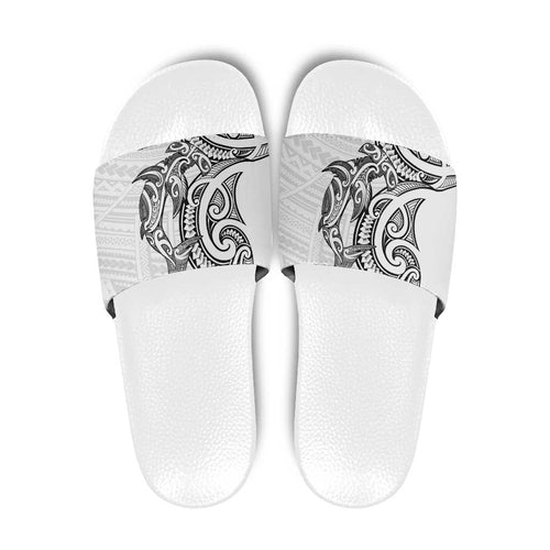 New Zealand Hammerhead Shark Slide Sandals Maori Haehae Mangopare White - Aussie Hoodie