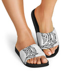 New Zealand Hammerhead Shark Slide Sandals Maori Haehae Mangopare White - Aussie Hoodie