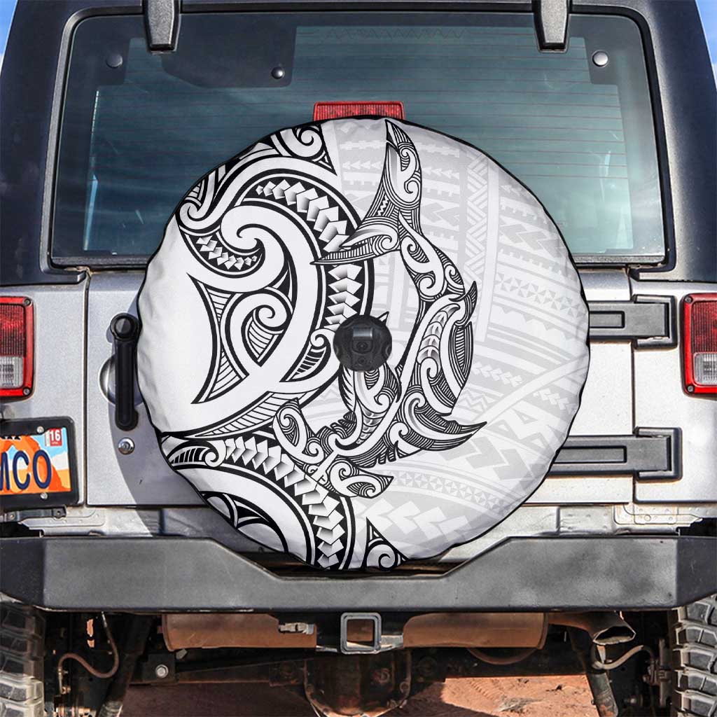New Zealand Hammerhead Shark Spare Tire Cover Maori Haehae Mangopare White - Aussie Hoodie