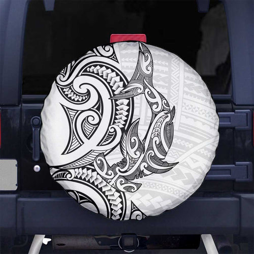 New Zealand Hammerhead Shark Spare Tire Cover Maori Haehae Mangopare White - Aussie Hoodie