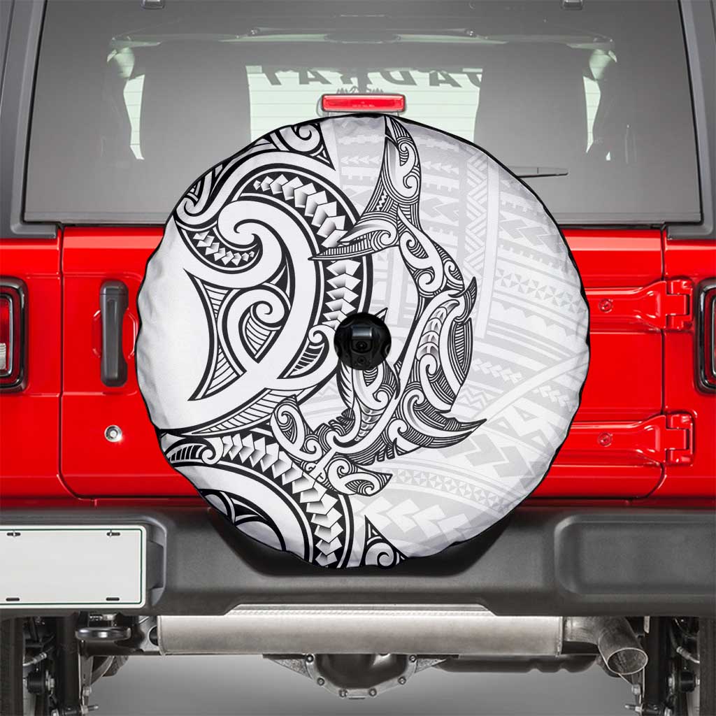 New Zealand Hammerhead Shark Spare Tire Cover Maori Haehae Mangopare White - Aussie Hoodie