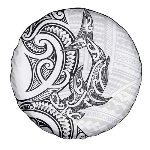 New Zealand Hammerhead Shark Spare Tire Cover Maori Haehae Mangopare White - Aussie Hoodie