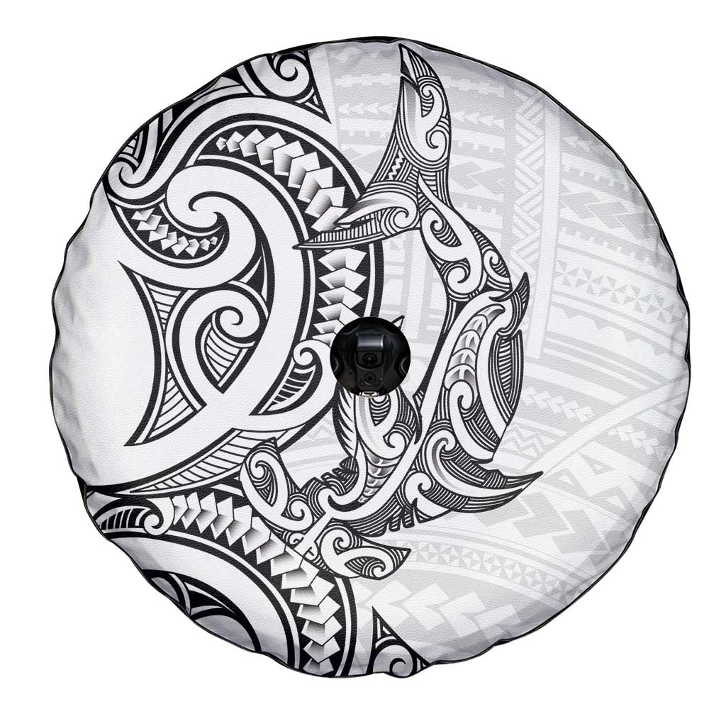 New Zealand Hammerhead Shark Spare Tire Cover Maori Haehae Mangopare White - Aussie Hoodie