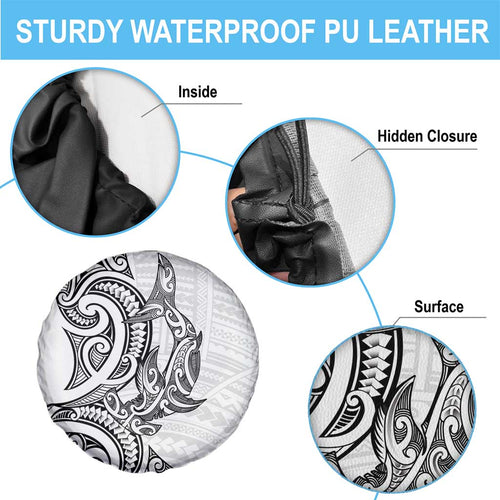 New Zealand Hammerhead Shark Spare Tire Cover Maori Haehae Mangopare White - Aussie Hoodie