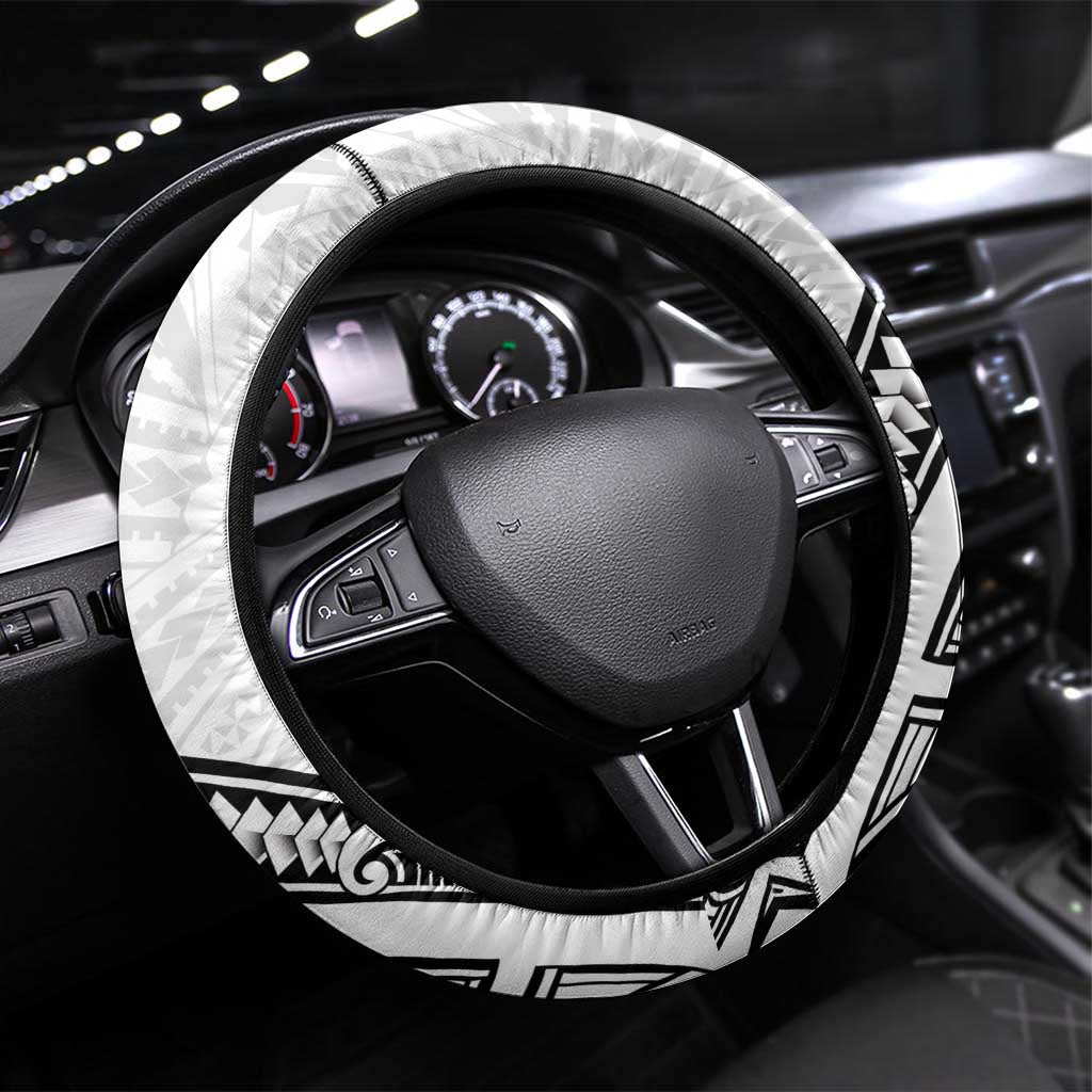 New Zealand Hammerhead Shark Steering Wheel Cover Maori Haehae Mangopare White - Aussie Hoodie