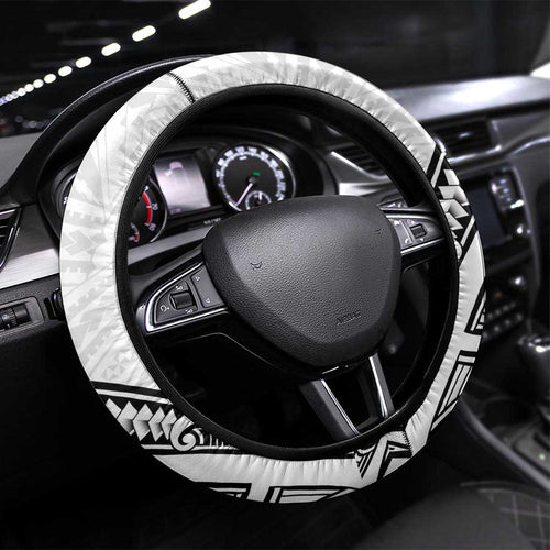 New Zealand Hammerhead Shark Steering Wheel Cover Maori Haehae Mangopare White - Aussie Hoodie