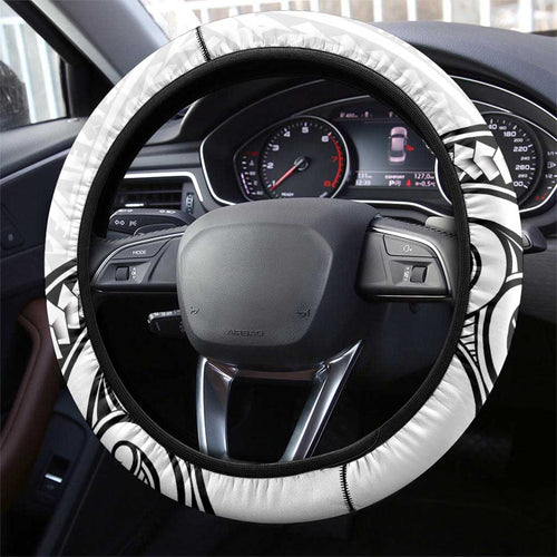 New Zealand Hammerhead Shark Steering Wheel Cover Maori Haehae Mangopare White - Aussie Hoodie