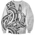 New Zealand Hammerhead Shark Sweatshirt Maori Haehae Mangopare White - Aussie Hoodie