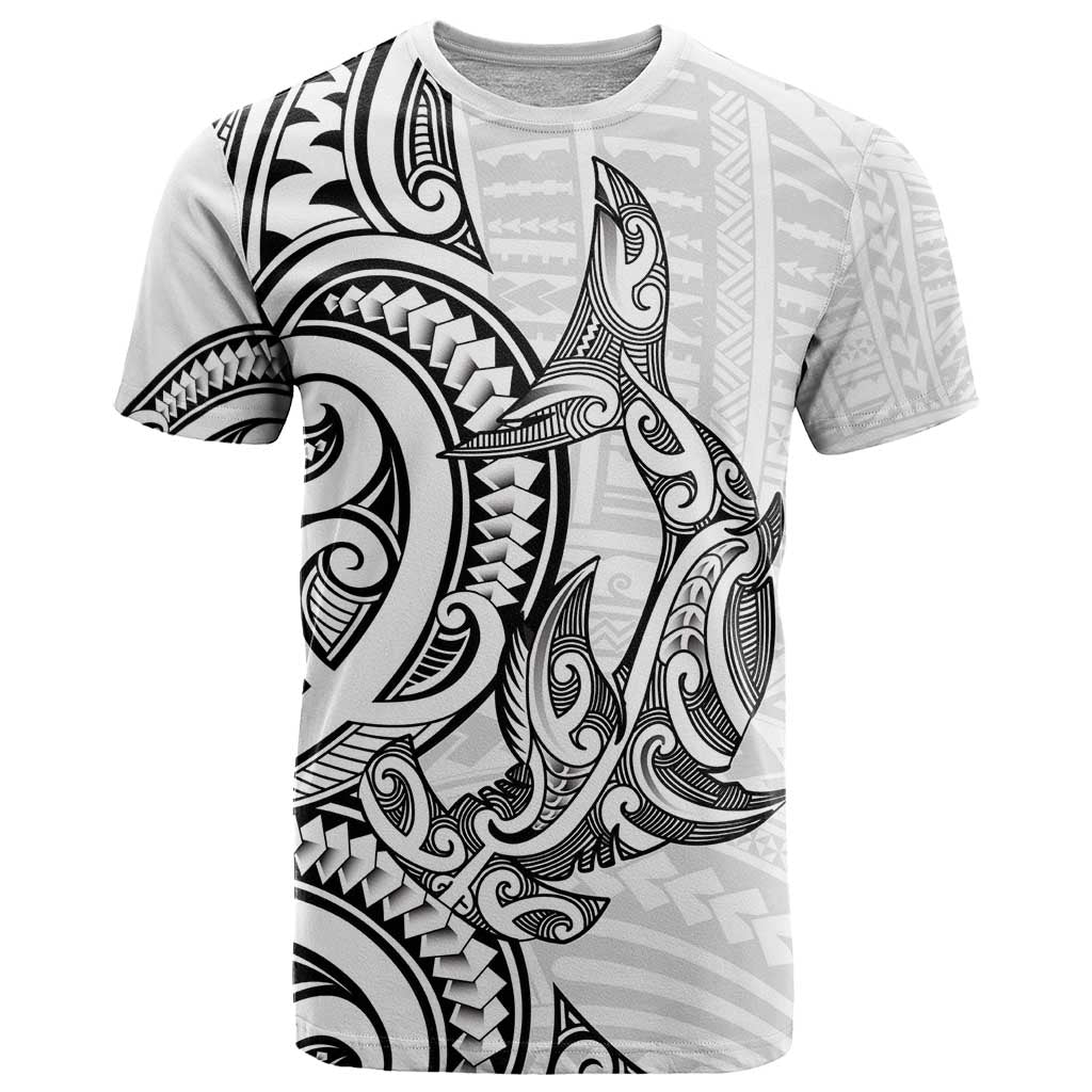 New Zealand Hammerhead Shark T Shirt Maori Haehae Mangopare White - Aussie Hoodie