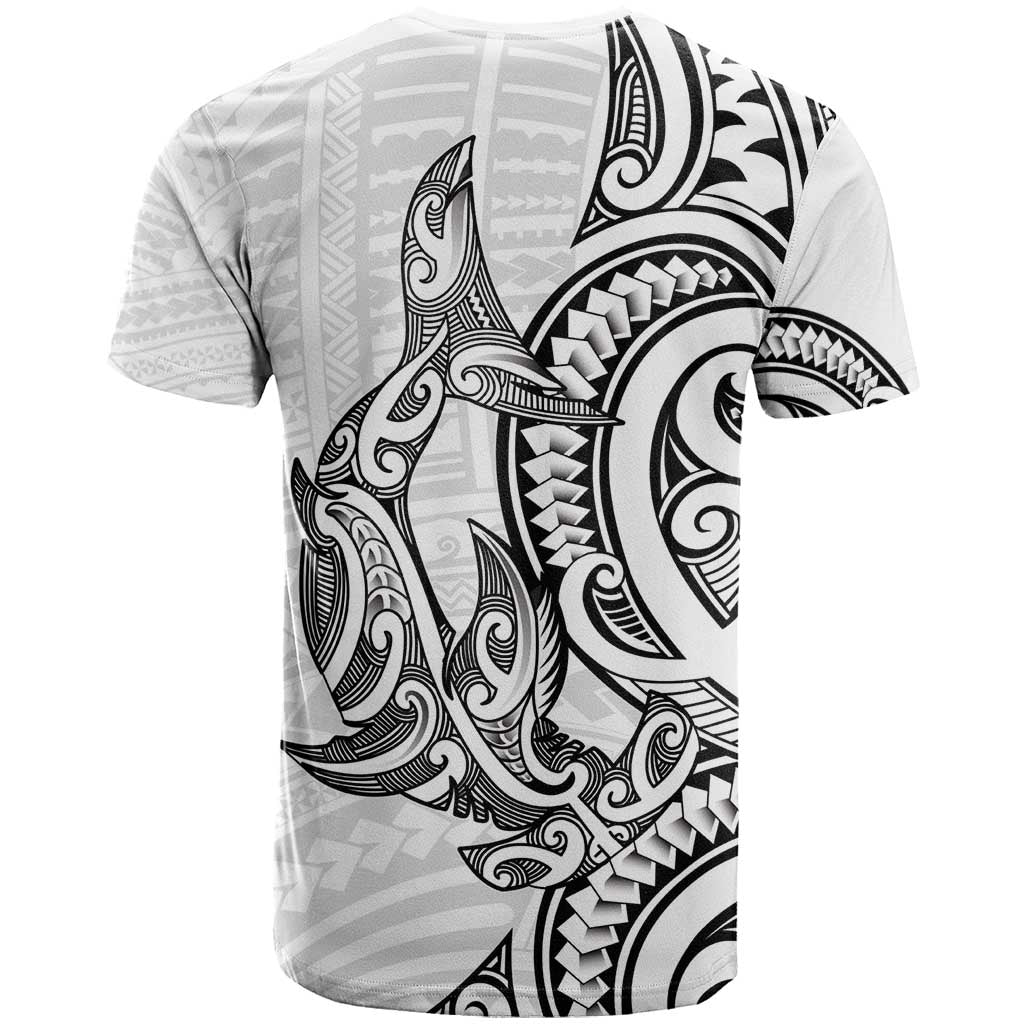New Zealand Hammerhead Shark T Shirt Maori Haehae Mangopare White - Aussie Hoodie