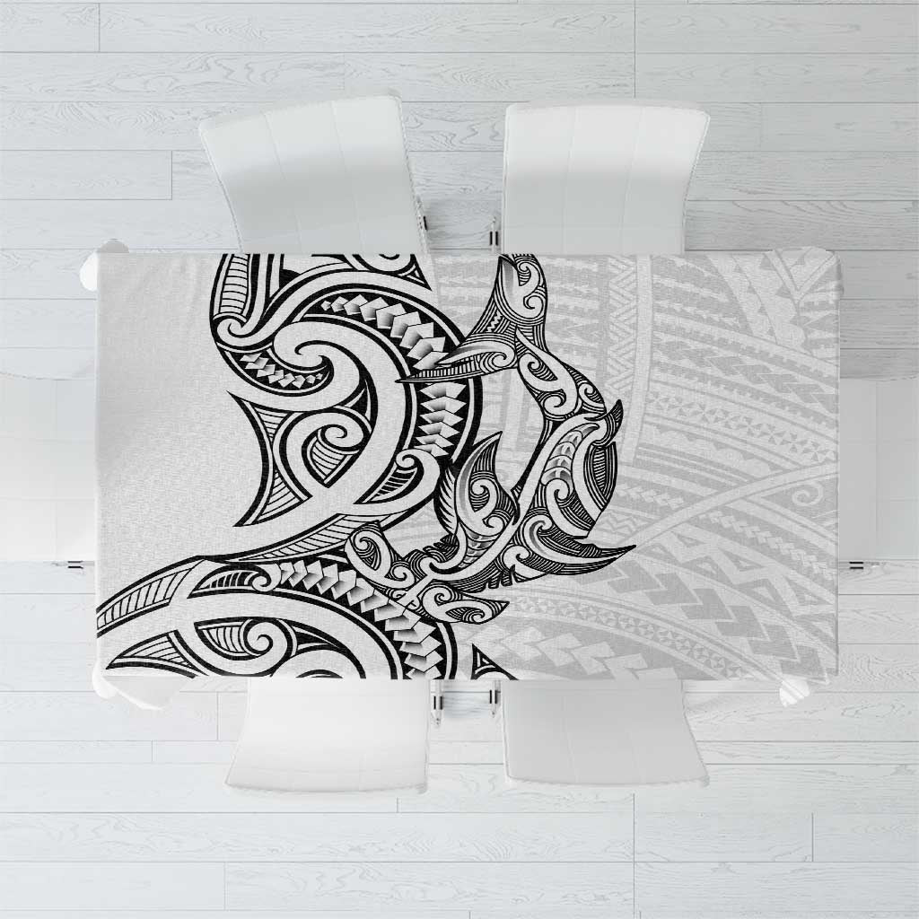 New Zealand Hammerhead Shark Tablecloth Maori Haehae Mangopare White - Aussie Hoodie