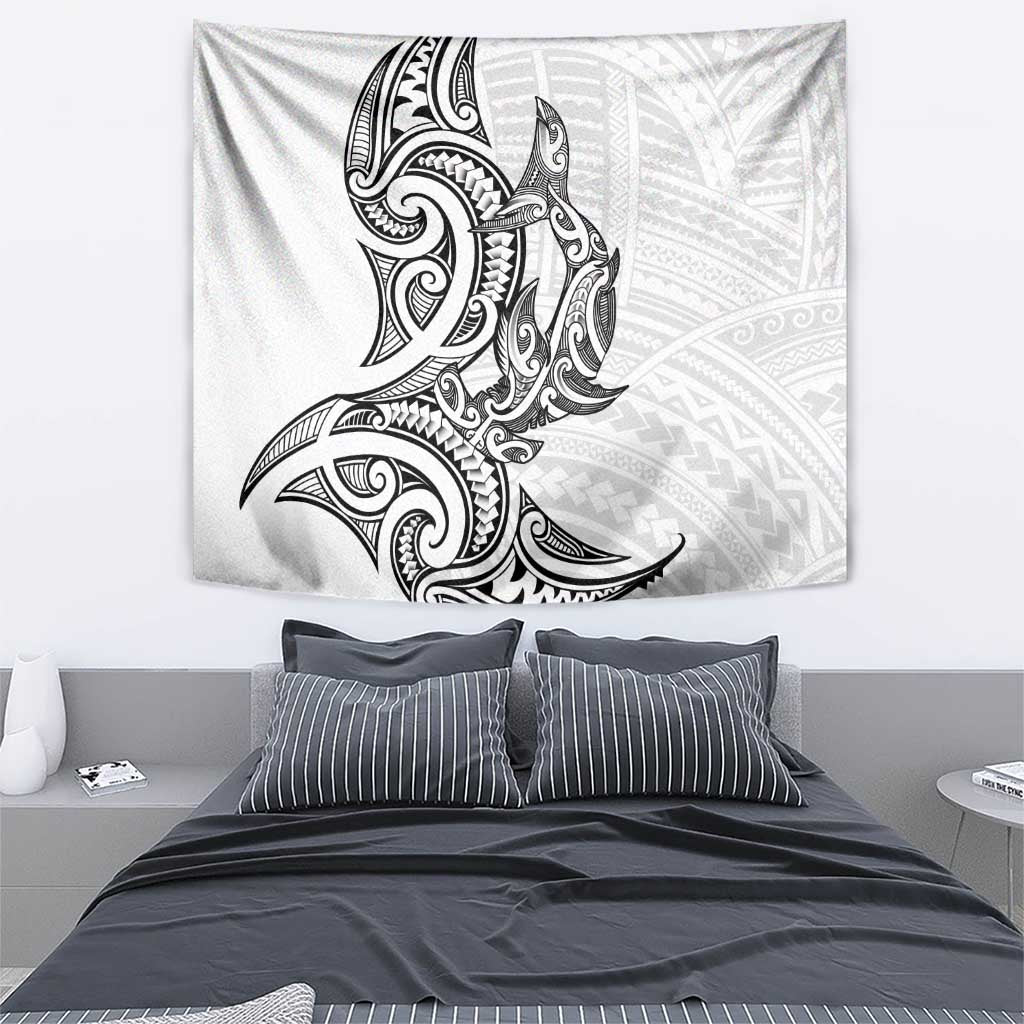 New Zealand Hammerhead Shark Tapestry Maori Haehae Mangopare White - Aussie Hoodie