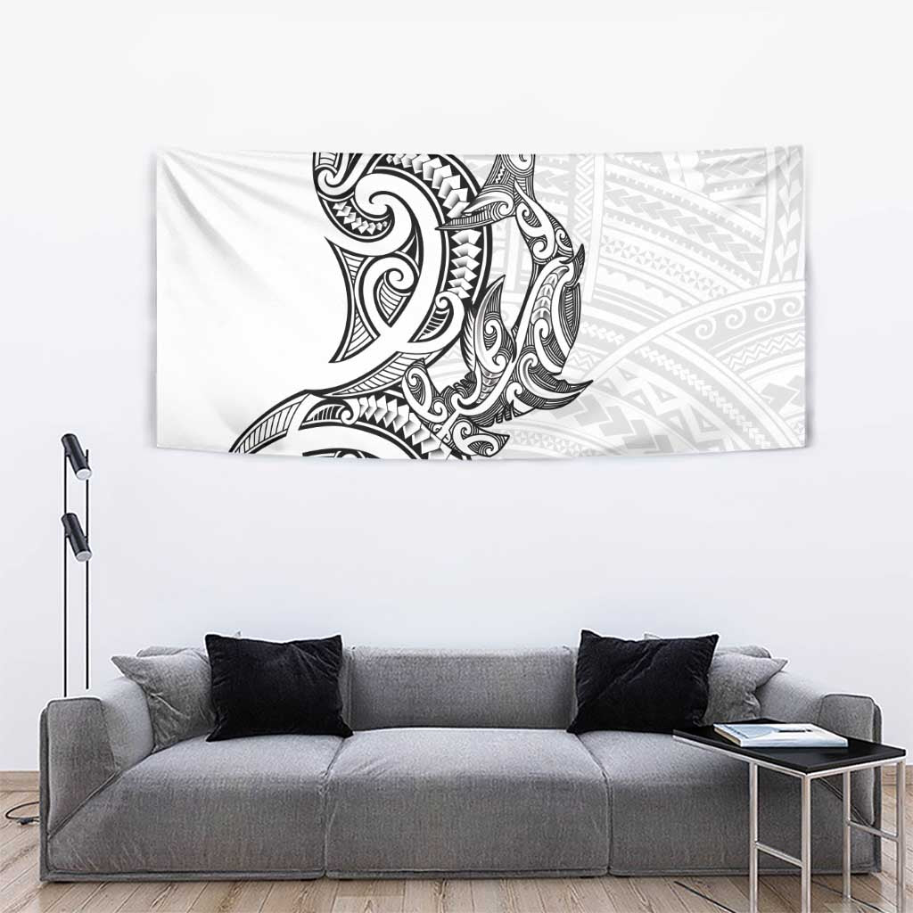 New Zealand Hammerhead Shark Tapestry Maori Haehae Mangopare White - Aussie Hoodie