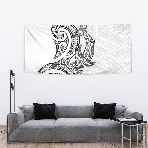 New Zealand Hammerhead Shark Tapestry Maori Haehae Mangopare White - Aussie Hoodie