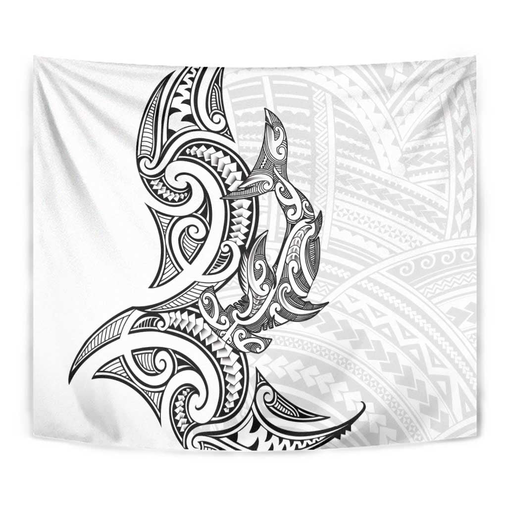 New Zealand Hammerhead Shark Tapestry Maori Haehae Mangopare White - Aussie Hoodie