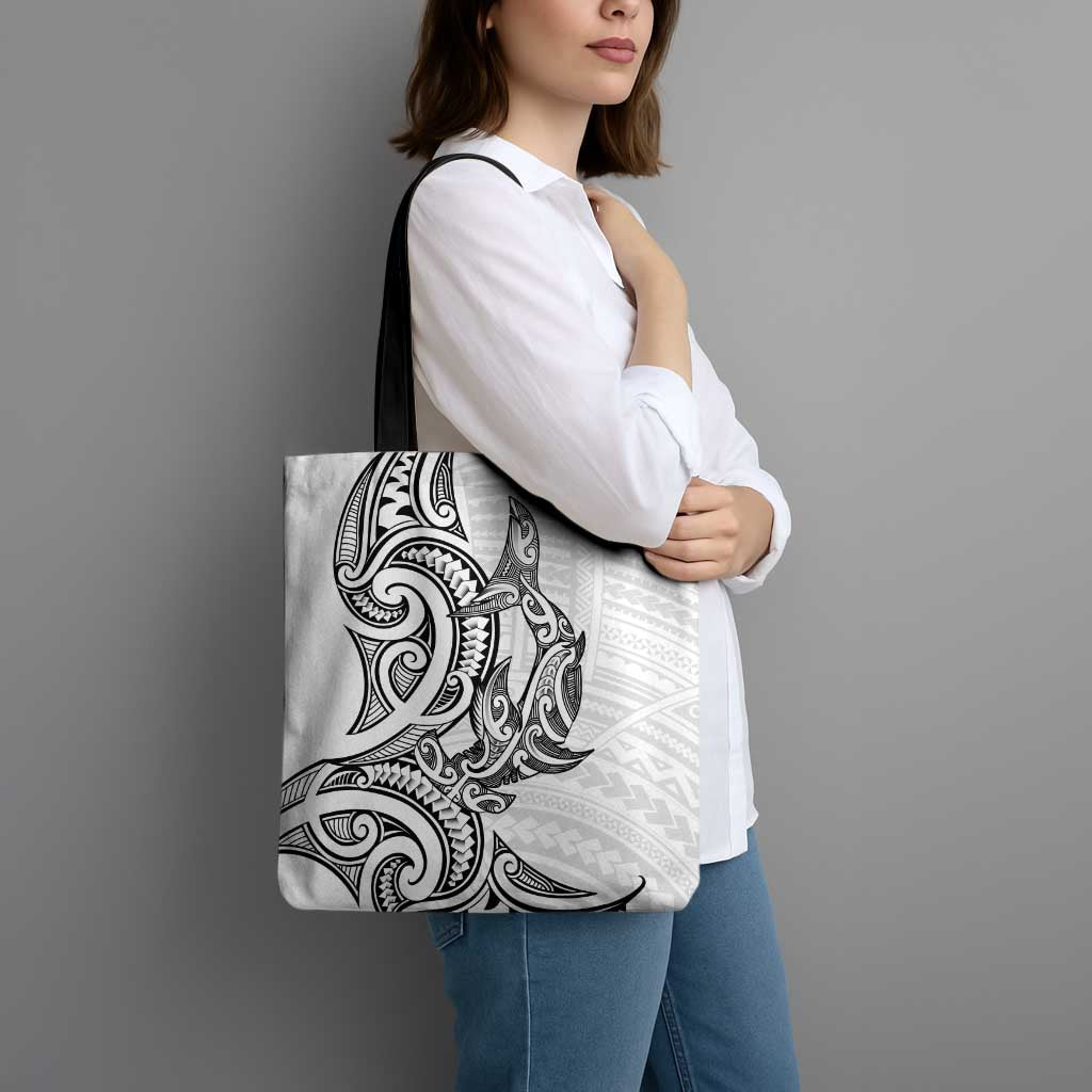 New Zealand Hammerhead Shark Tote Bag Maori Haehae Mangopare White - Aussie Hoodie