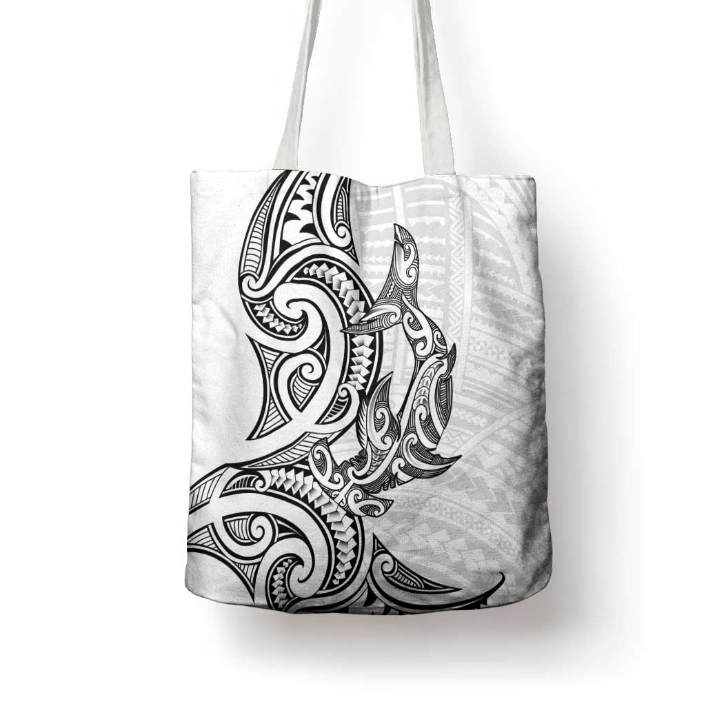 New Zealand Hammerhead Shark Tote Bag Maori Haehae Mangopare White - Aussie Hoodie