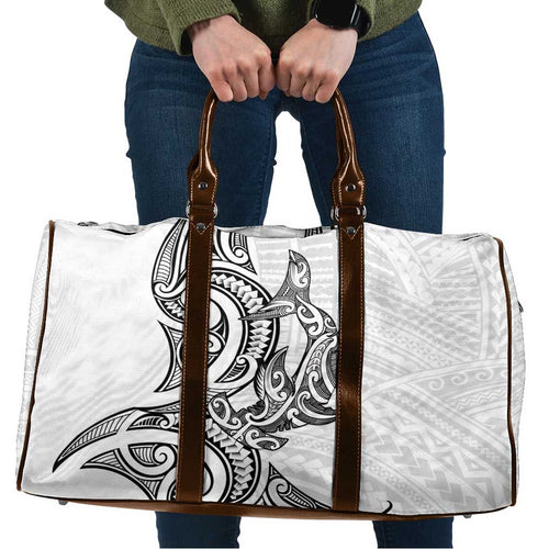 New Zealand Hammerhead Shark Travel Bag Maori Haehae Mangopare White - Aussie Hoodie