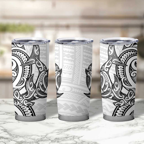 New Zealand Hammerhead Shark Tumbler Cup Maori Haehae Mangopare White - Aussie Hoodie