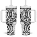 New Zealand Hammerhead Shark Tumbler With Handle Maori Haehae Mangopare White - Aussie Hoodie