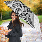 New Zealand Hammerhead Shark Umbrella Maori Haehae Mangopare White - Aussie Hoodie