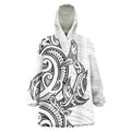 New Zealand Hammerhead Shark Wearable Blanket Hoodie Maori Haehae Mangopare White - Aussie Hoodie