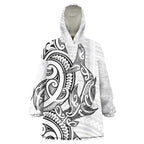 New Zealand Hammerhead Shark Wearable Blanket Hoodie Maori Haehae Mangopare White - Aussie Hoodie