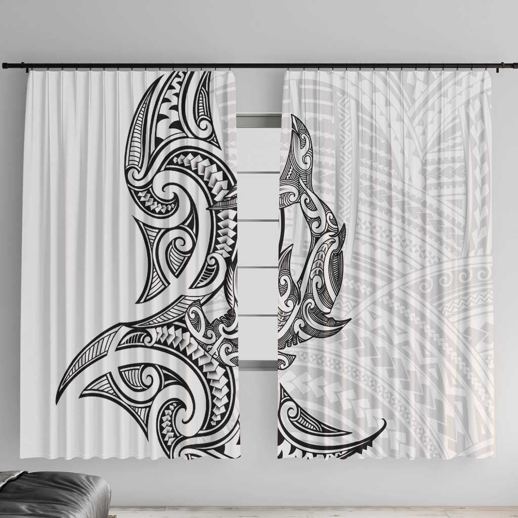 New Zealand Hammerhead Shark Window Curtain Maori Haehae Mangopare White - undefined