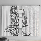 New Zealand Hammerhead Shark Window Curtain Maori Haehae Mangopare White - undefined