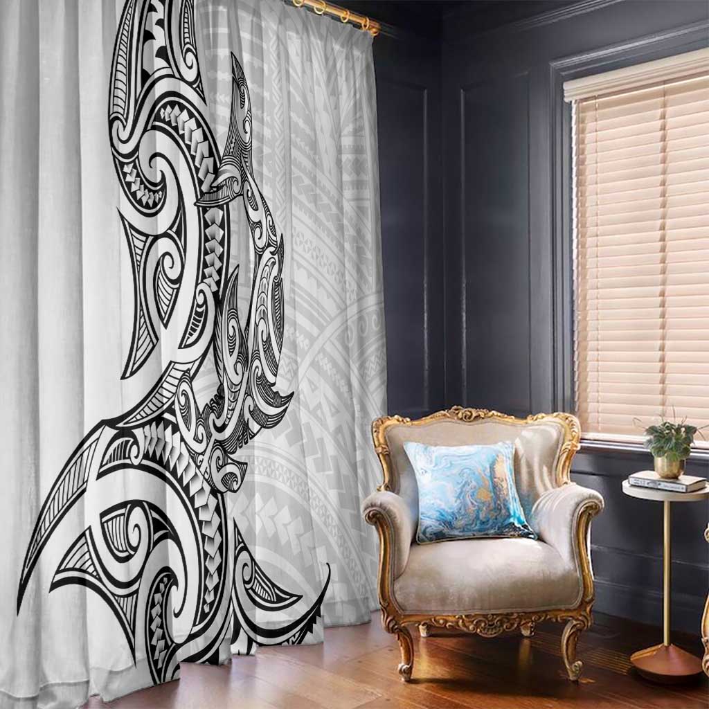 New Zealand Hammerhead Shark Window Curtain Maori Haehae Mangopare White - undefined