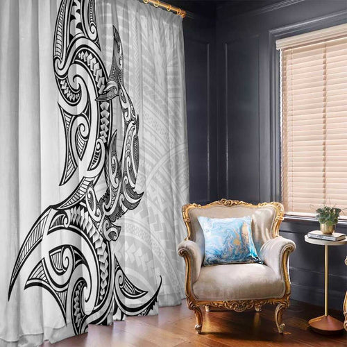 New Zealand Hammerhead Shark Window Curtain Maori Haehae Mangopare White - undefined