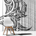 New Zealand Hammerhead Shark Window Curtain Maori Haehae Mangopare White - undefined