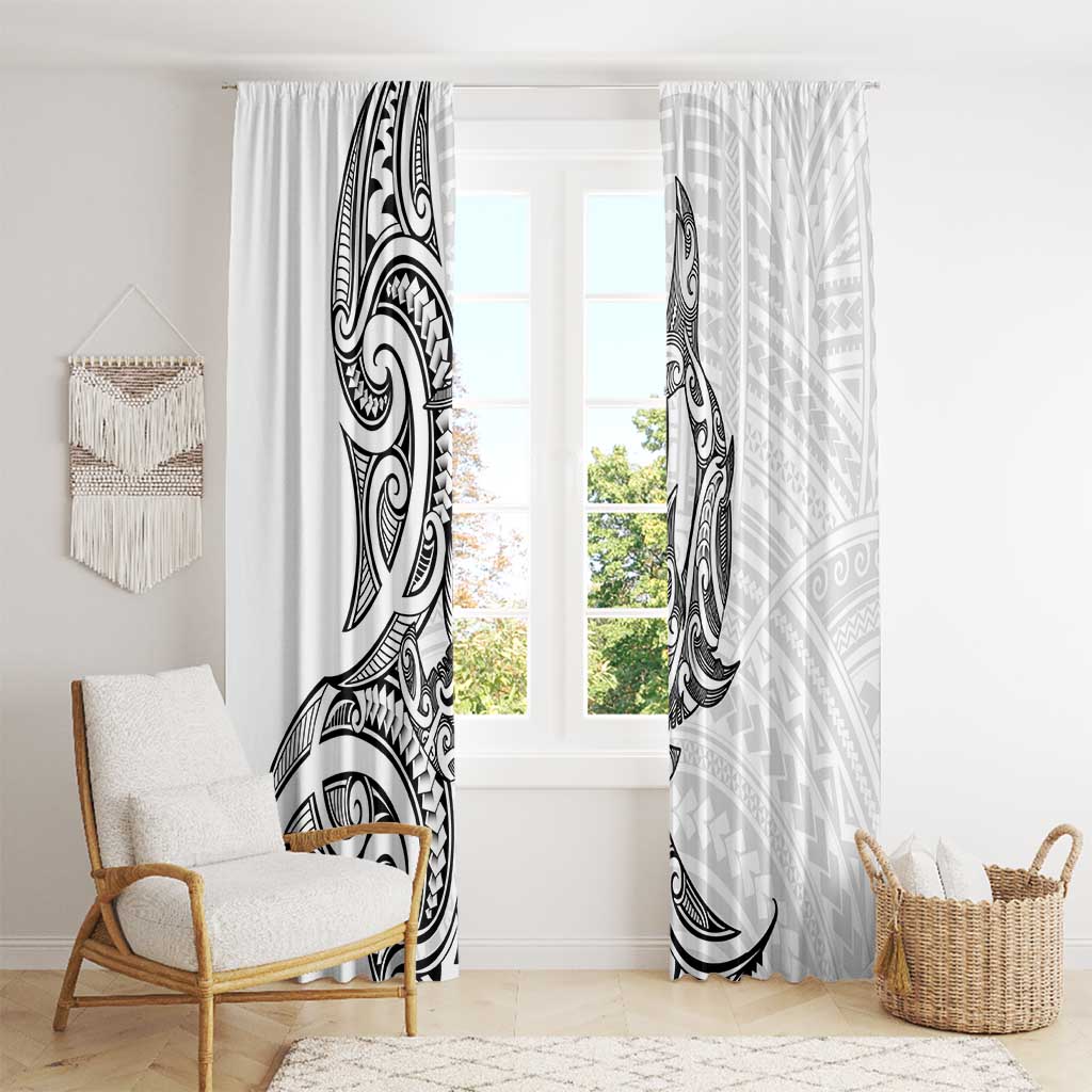New Zealand Hammerhead Shark Window Curtain Maori Haehae Mangopare White - undefined