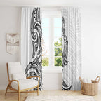 New Zealand Hammerhead Shark Window Curtain Maori Haehae Mangopare White - undefined