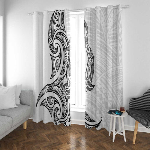 New Zealand Hammerhead Shark Window Curtain Maori Haehae Mangopare White - undefined
