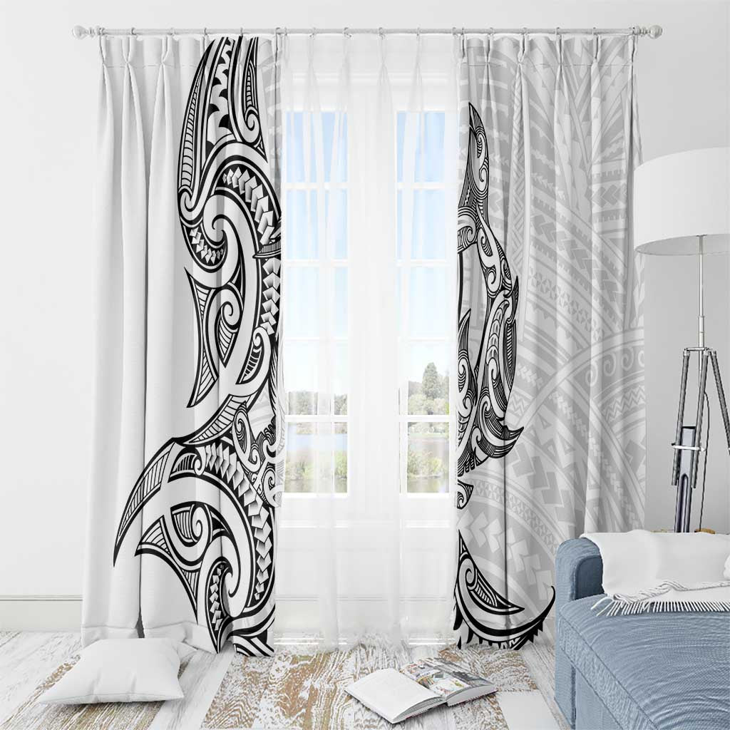New Zealand Hammerhead Shark Window Curtain Maori Haehae Mangopare White - undefined