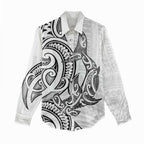 New Zealand Hammerhead Shark Women Casual Shirt Maori Haehae Mangopare White - Aussie Hoodie